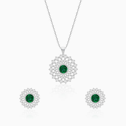 Silver Zircon Emerald Sunshine Set
