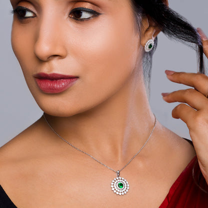 Silver Zircon Emerald Sunshine Set