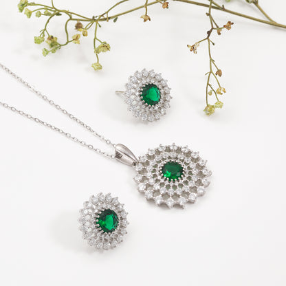 Silver Zircon Emerald Sunshine Set
