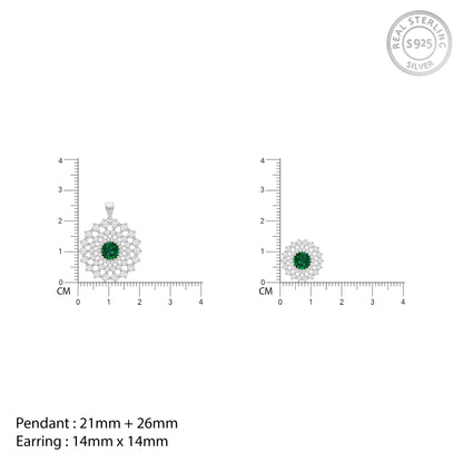 Silver Zircon Emerald Sunshine Set