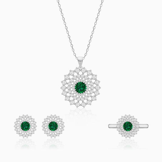 Silver Zircon Emerald Sunshine Set of 3