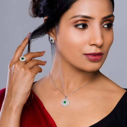 Silver Zircon Emerald Sunshine Set of 3
