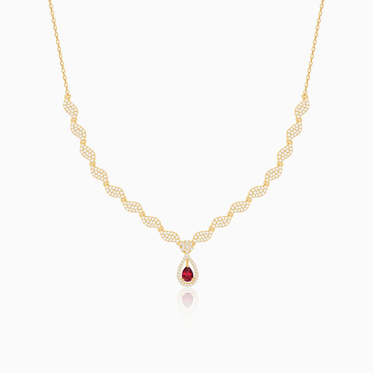 Golden Cherry Pink Necklace