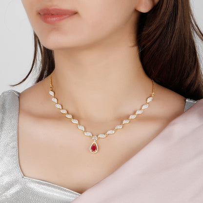 Golden Cherry Pink Necklace