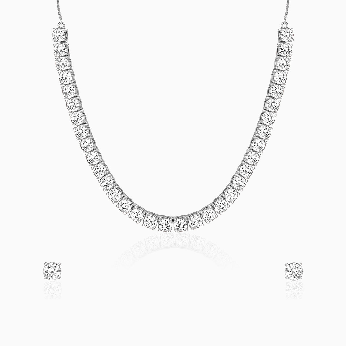 Silver Zircon Solitaire Set