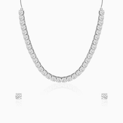 Silver Zircon Solitaire Set