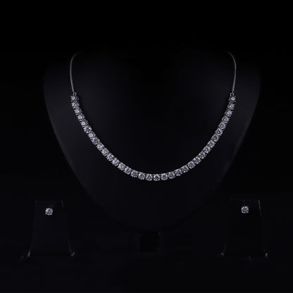 Silver Zircon Solitaire Set