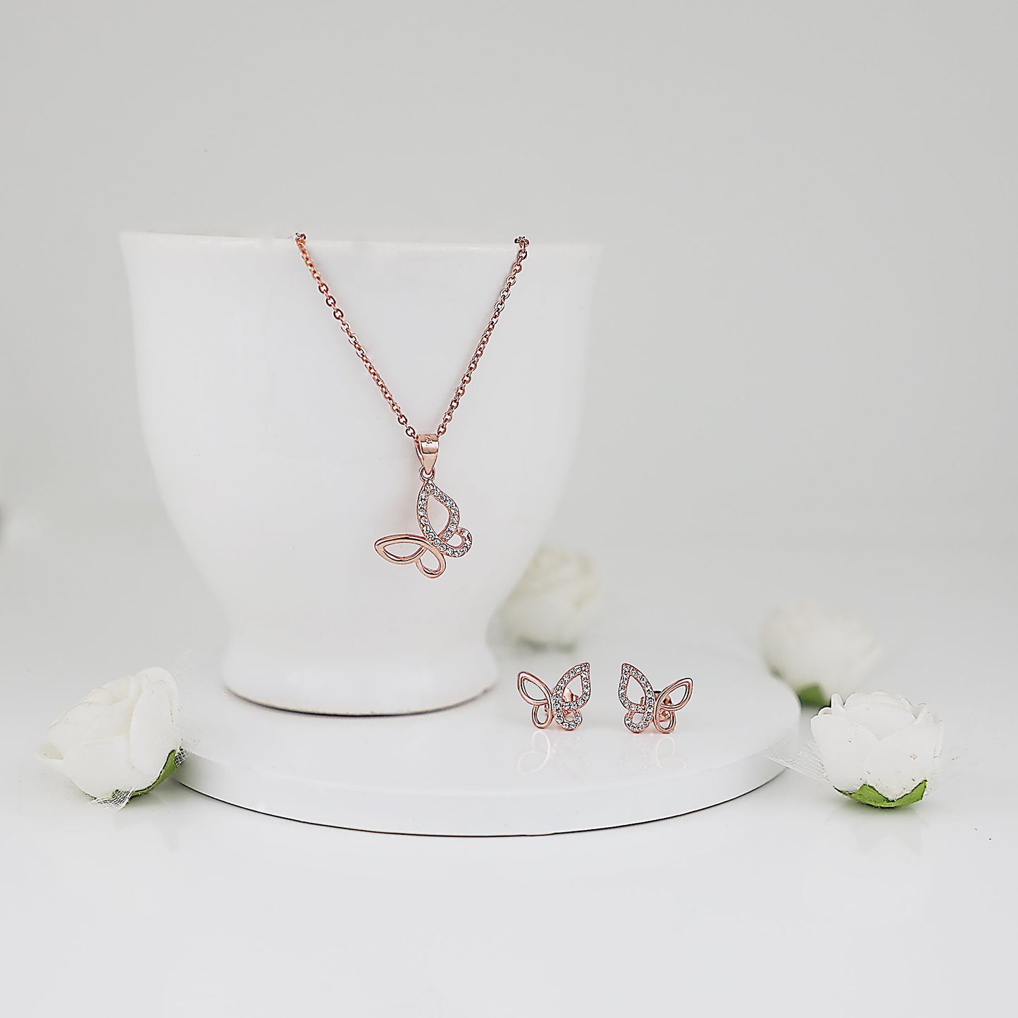 Rose Gold Studded Butterfly Valentine Gift Set