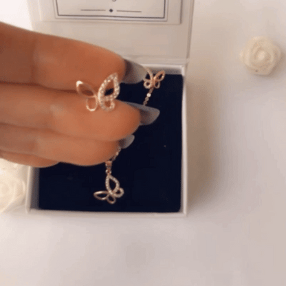 Manali's Rose Gold Studded Butterfly Set with Link Chain