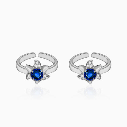 Silver Blooming Toe Ring Set