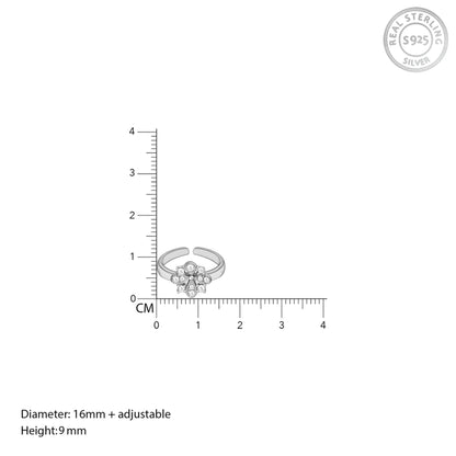 Silver Shimmer Flower Toe Ring