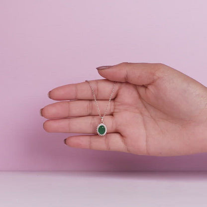 Rose Gold Evergreen Halo Pendant With Link Chain