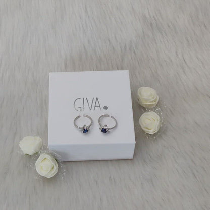 Silver Blue Blooming Toe Ring