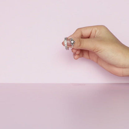 Oxidised Silver Love Bond Couple Rings