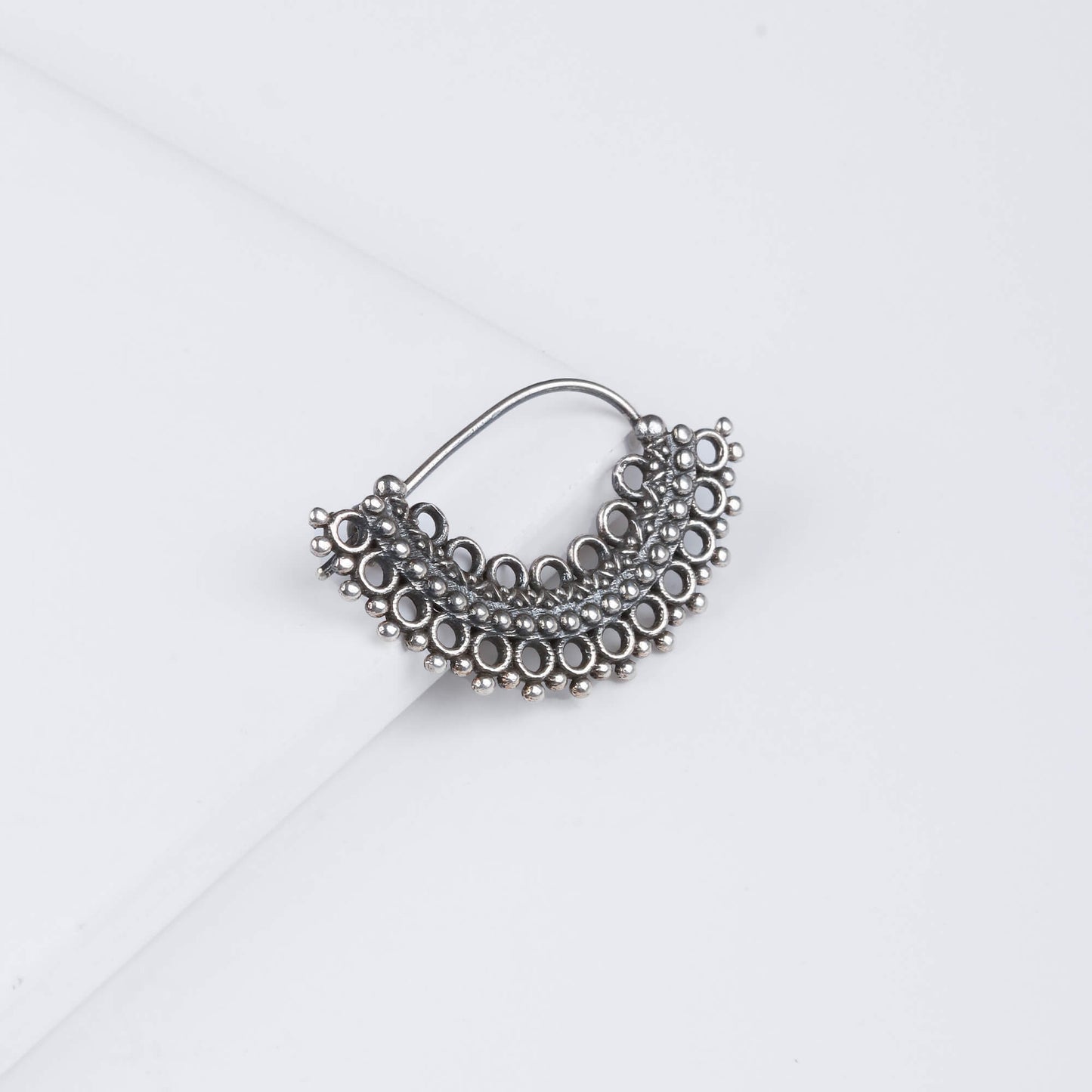 Oxidised Silver Intricate Nose Ring