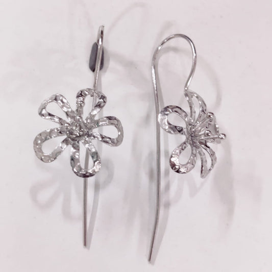 Filigree Flower Earrings with Big Silver Hook