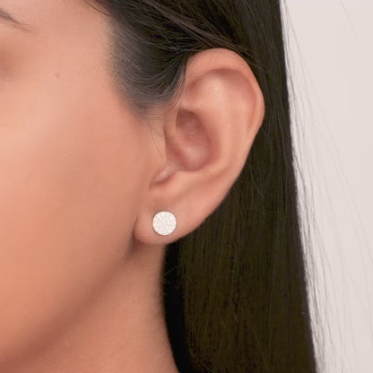 Silver Round Zircon Stud Earrings
