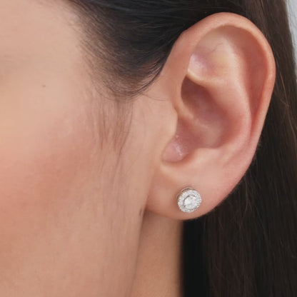 Silver Zircon Studded Elegant Stud Earrings