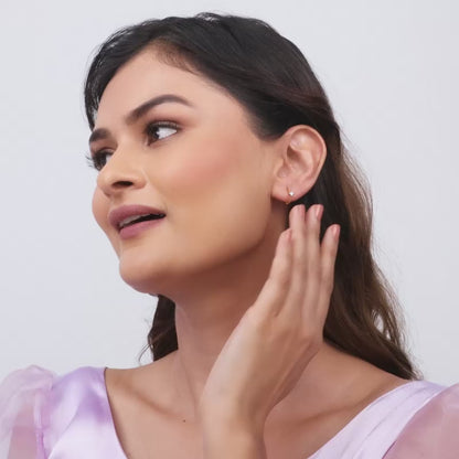 Gold Solitaire Hoop Diamond Earrings