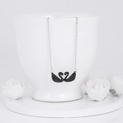 Silver Black Swan Necklace