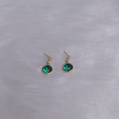 Golden Emerald Green Sphere Earrings