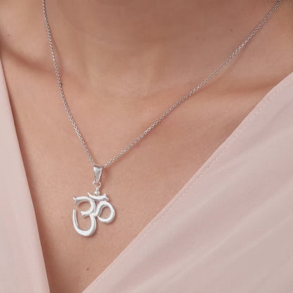 Silver Om Pendant with Link Chain
