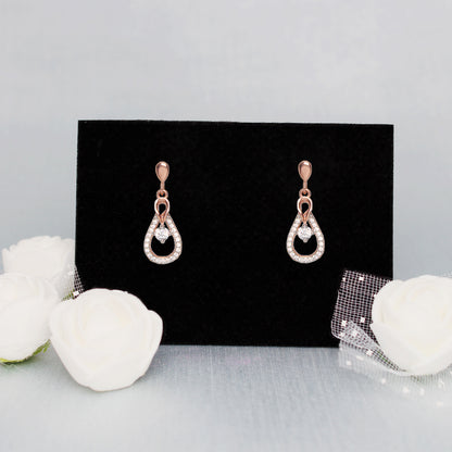Rose Gold Zircon Drop Earrings