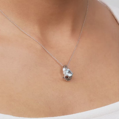 Silver Blue Angel Wings of Protection Necklace