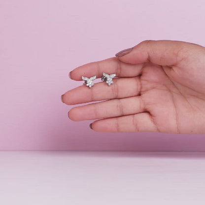 Silver Floral Wing Earrings