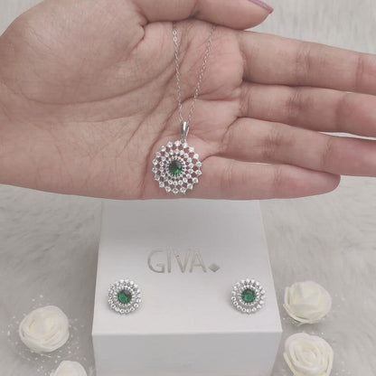 Silver Zircon Emerald Sunshine Set