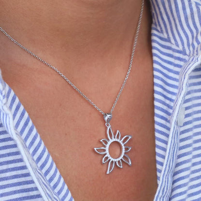 Silver Sunglade Pendant With Link Chain