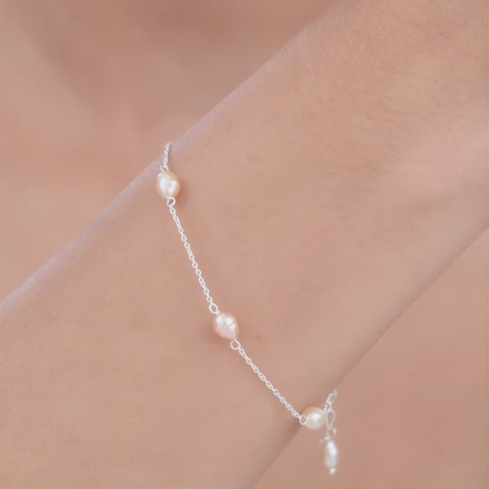 Silver Coral Pearl Bracelet