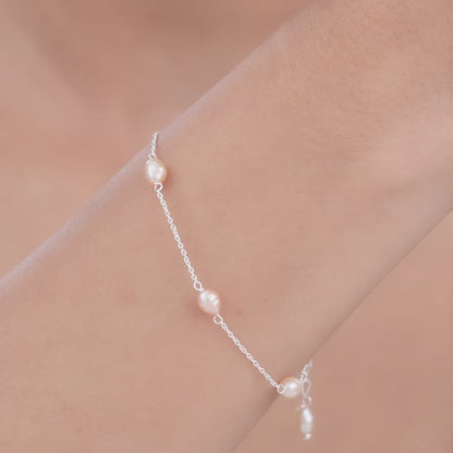 Silver Coral Pearl Bracelet