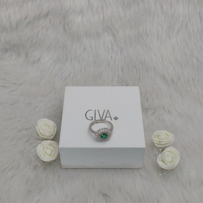 Silver Zircon Emerald Sunshine Ring
