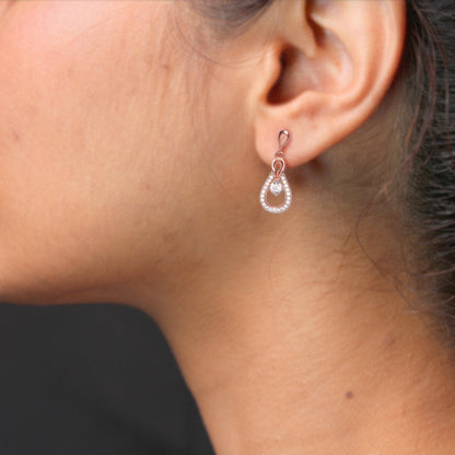 Rose Gold Zircon Drop Earrings