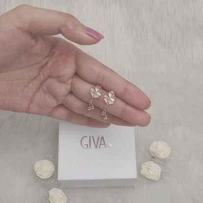 Rose Gold Clover Dangle Earrings