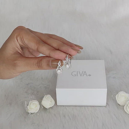 Silver White Pearl Hoop Earrings