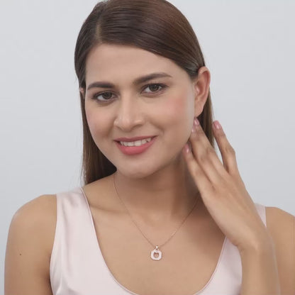 Rose Gold Square Sparkling Necklace