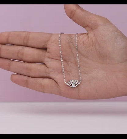 Silver Zircon Evil Eye Claw Pendant