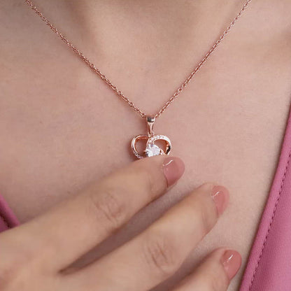 Rose Gold Swirl Heart Pendant with Link Chain