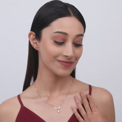 Rose Gold Divine Wings Moonstone Drop Necklace