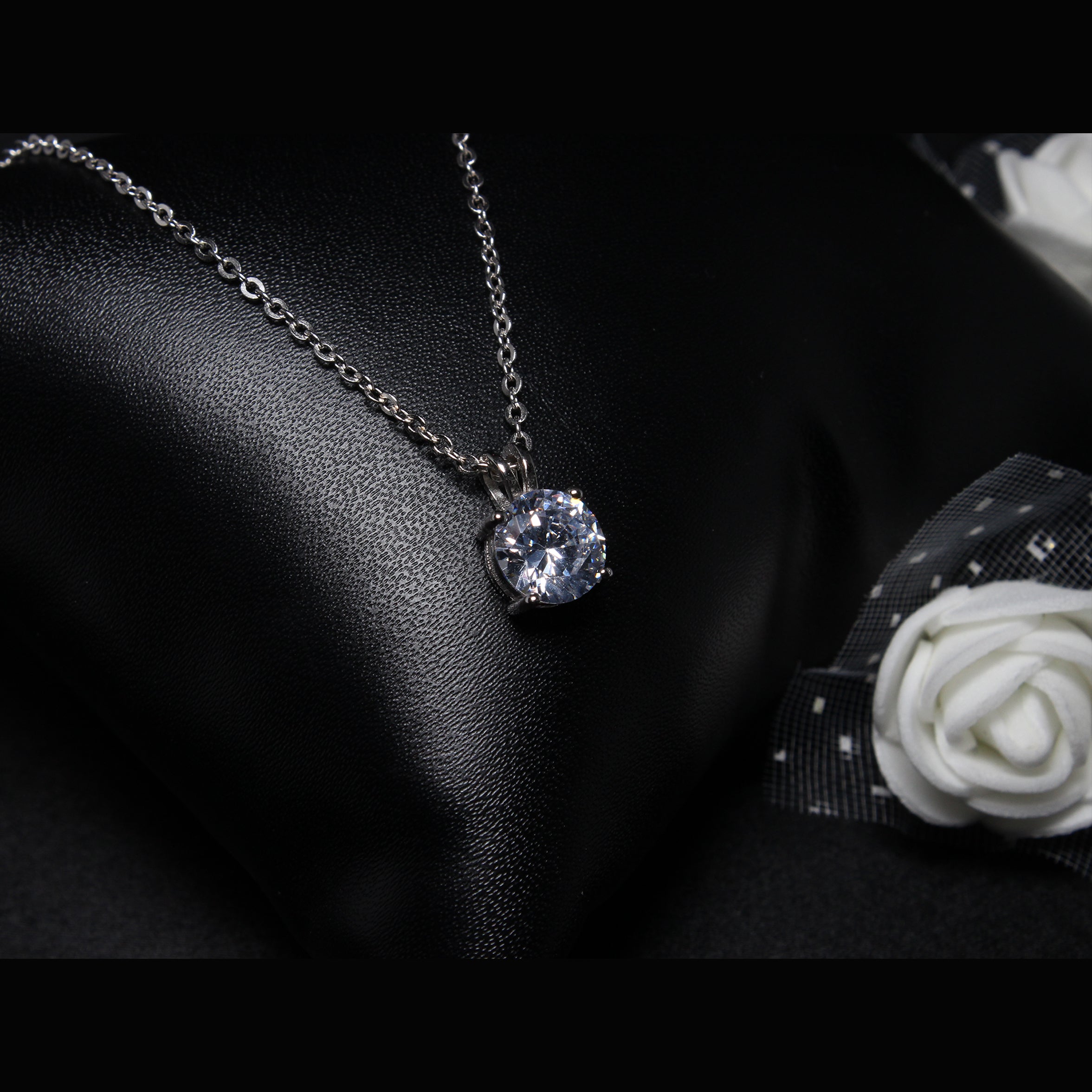 Silver Classic Vintage Solitaire Pendant & Ring Set - view 4