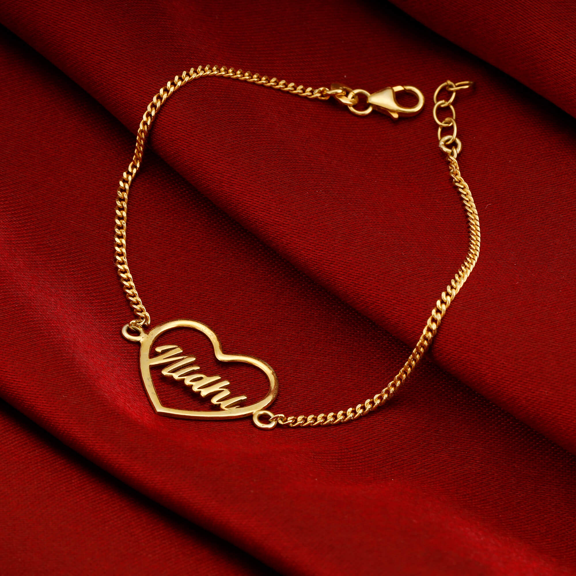 Engraved Personalized Silver Heart Bracelet Custom Bracelet
